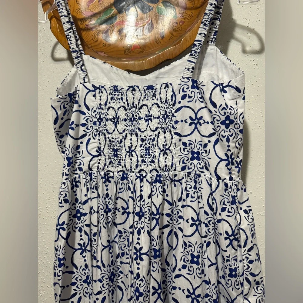 J. Crew factory blue and white Poplin corset midi dress Size 6 - Picture 6 of 14